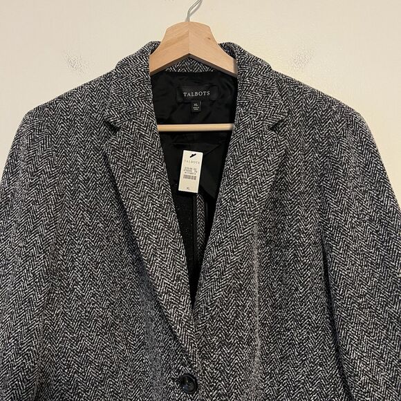 Talbots Herringbone Tweed Two Button Blazer in Gray NEW Size XL Classic Career - Picture 4 of 9